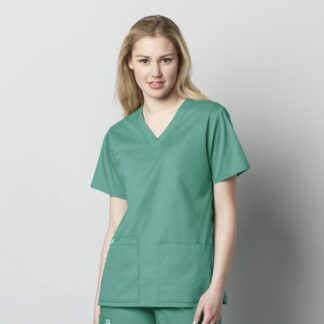 Chirurginis viršus V formos kaklas WWK moteriškas chirurginis žalias