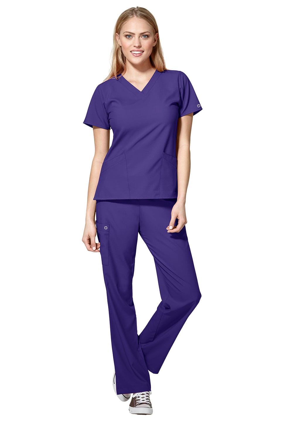 Chirurginis viršus Basic V-Neck W123 moteriškas, vynuogių spalvos