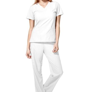 Šveitimo viršutinė dalis Basic V-Neck W123 moterims, balta