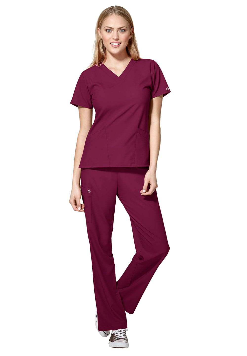 Chirurginis viršus Basic V-Neck W123 moteriškas, vyno spalvos