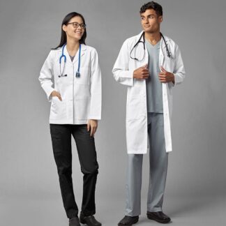 Baltas moteriškas laboratorinis chalatas