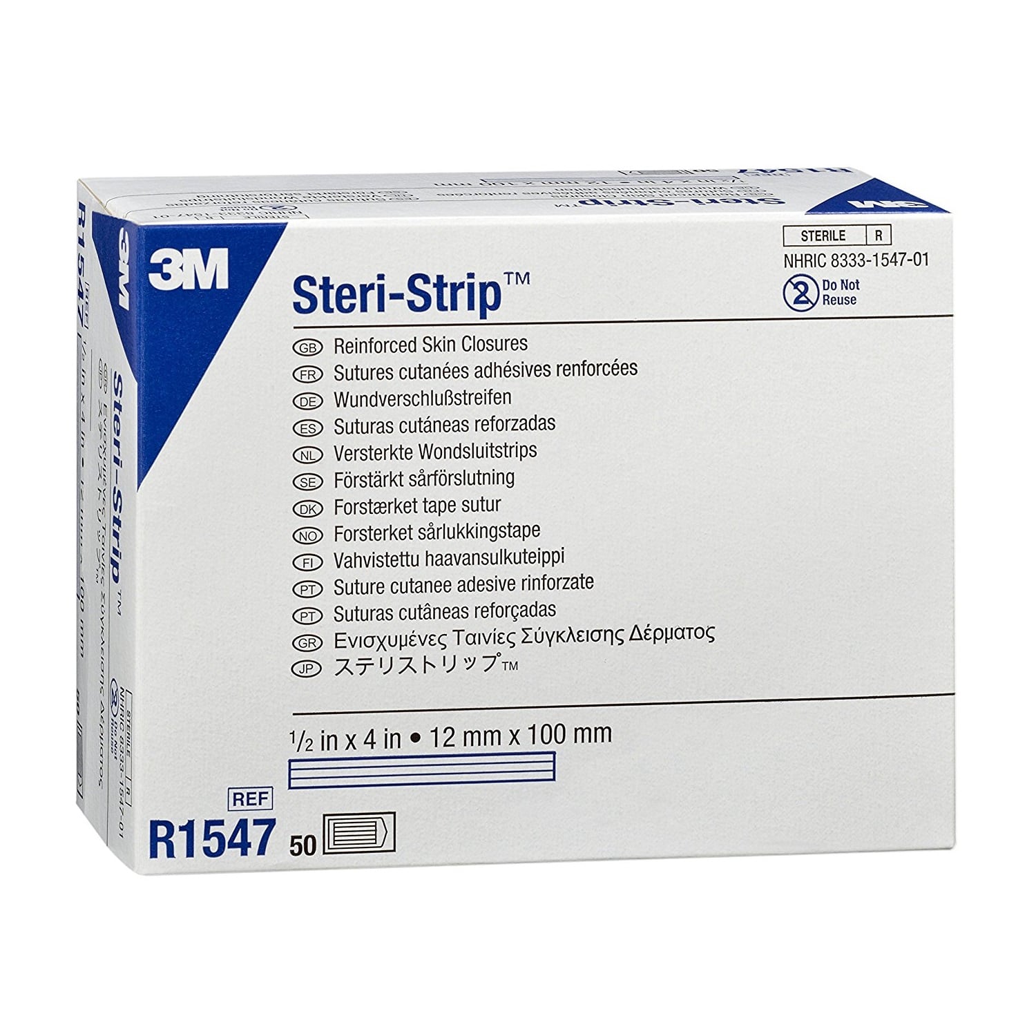 3M™ Steri-Strip™ sustiprintos lipnios odos uždarymo juostelės R1547, 12 mm x 100 mm
